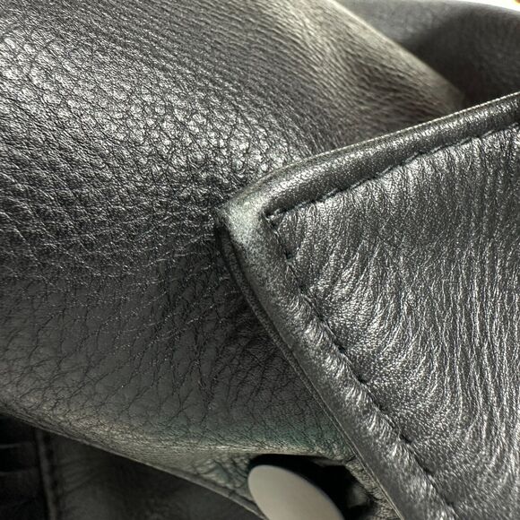 Re/Done Black Leather Fringe Jacket Drop Shoulder Women's Small NWOT - Picture 14 of 16